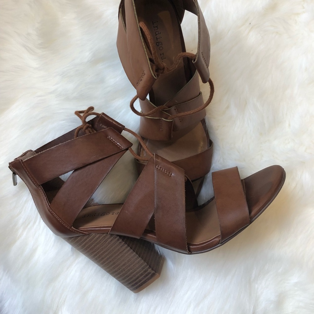 Brown chunky heel sandals